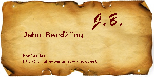 Jahn Berény névjegykártya